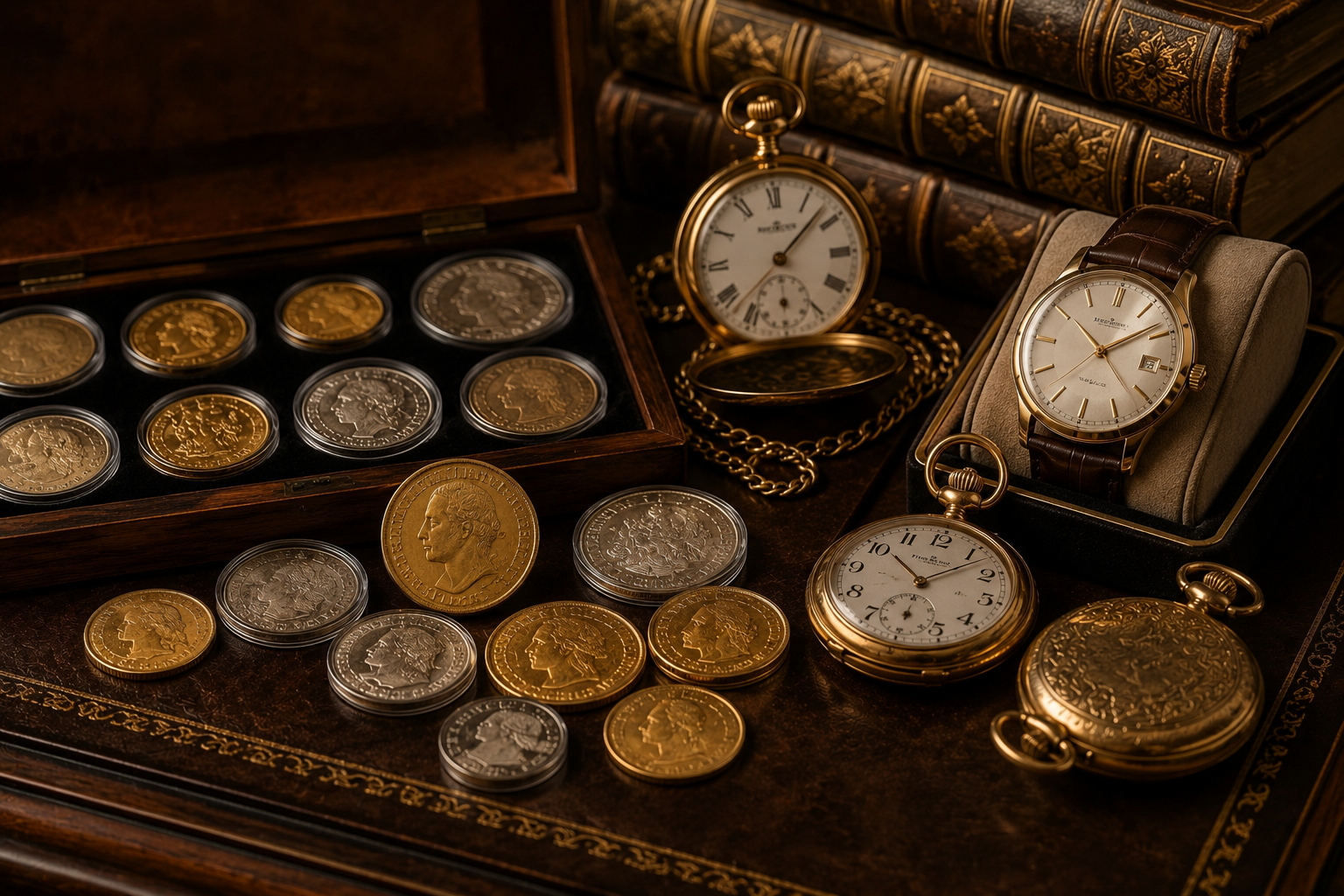 Antieke horloges en munten