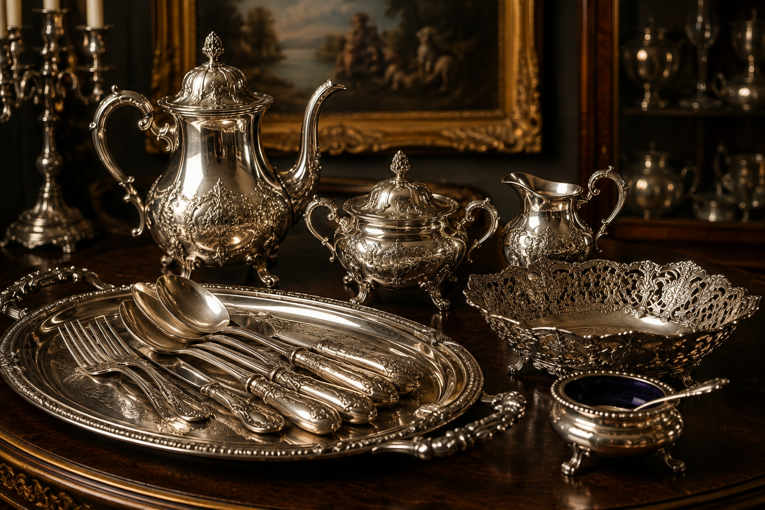 Antiek zilver, zilveren bestek en zilveren servies